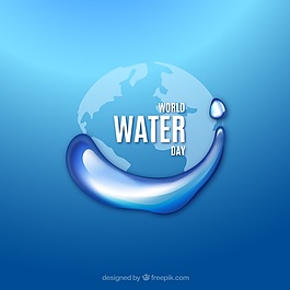 蓝色水世界日背景与水滴