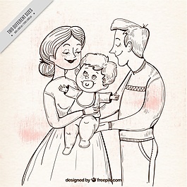 可爱的小宝宝家庭插画