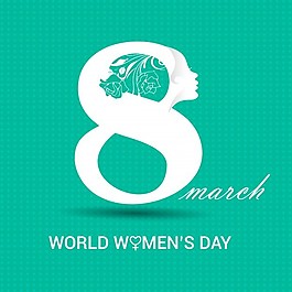 国际妇女节，绿松石背景，白色8