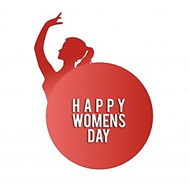 国际妇女节，背景是红色圆圈和剪影