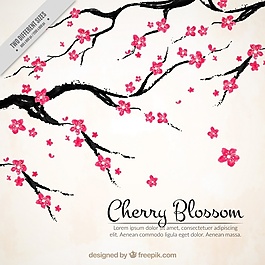 水彩画风格的樱花背景
