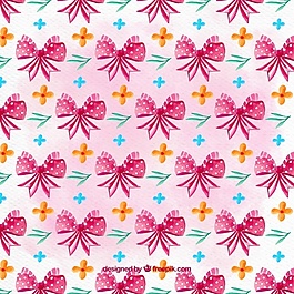 粉红色丝带和花卉装饰图案