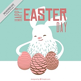 手绘复活节彩蛋可爱兔子的背景