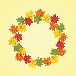 秋季花环背景插图