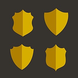 黑色背景上的四个金色盾牌