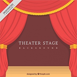 剧场舞台上有装饰窗帘的舞台设计