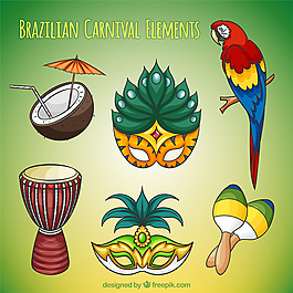 各种手绘巴西狂欢节元素