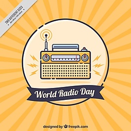 世界无线电日的黄色和蓝色背景
