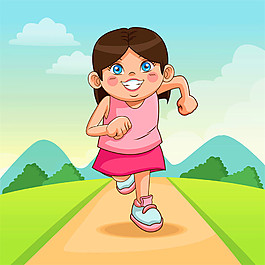 奔跑的卡通女孩图片