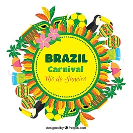 丰富多彩的背景与巴西狂欢节元素