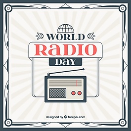 老式收音机世界日背景平面设计