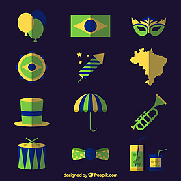 平面设计中巴西狂欢节配件的收藏