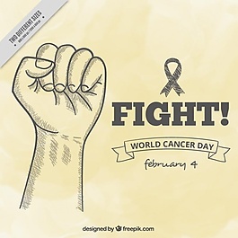 世界癌症日背景与手绘