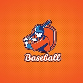 橙色背景下的棒球标识
