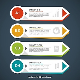 四集的几何形式的信息图表的横幅
