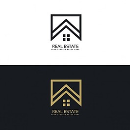 黑色和金色的房地产标志与几何图形