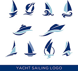 蓝色帆船标志图片