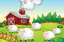 绿色农场小羊背景图