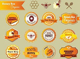黄色蜂蜜标签矢量图