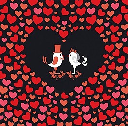 红色浪漫爱心情侣鸟背景图
