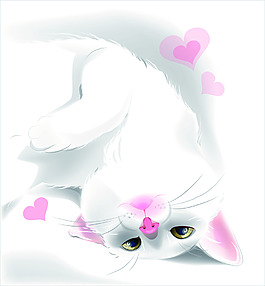 白色卡通手绘风格猫咪矢量素材