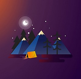 紫色森山露营背景图