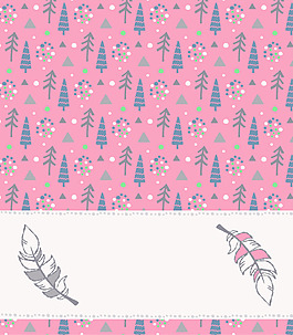 粉色树林图案矢量设计VI花型