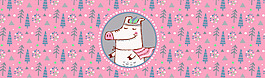 粉色小猪图案矢量设计VI花型
