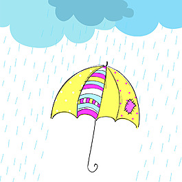 下雨天儿童插画风景背景矢量素材
