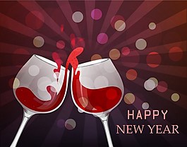 庆祝新年红酒矢量图