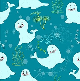 可爱蓝色海狮背景图