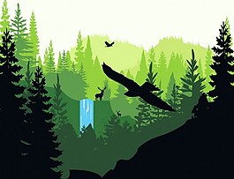 深山里翱翔的老鹰背景图