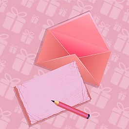 粉色信封与信纸背景图