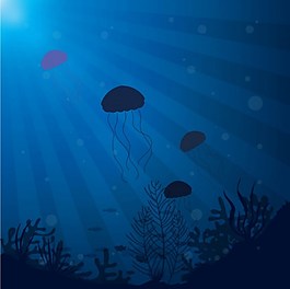 蓝色海洋海底生物背景图