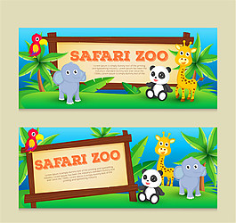 2款创意野生动物园banner矢量素材