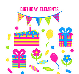 10款彩色生日派对元素矢量素材