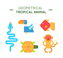 5款抽象热带动物矢量素材