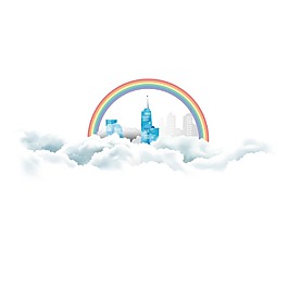 手绘彩虹云层元素