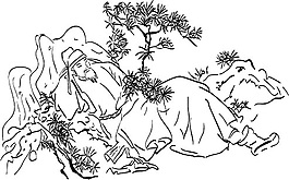 古风线描人物