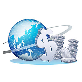 手绘世界金币元素