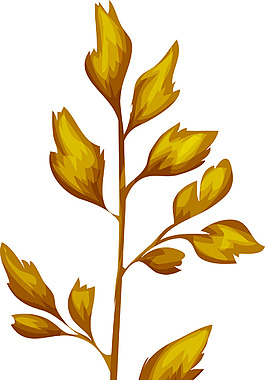 黄色树枝卡通植物矢量素材