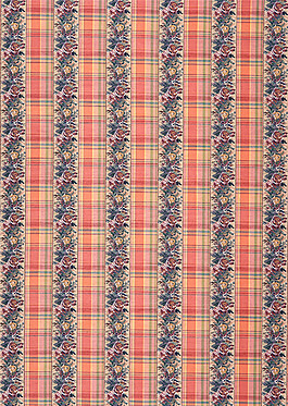 红色格子花朵布纹壁纸