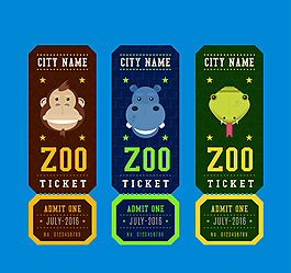 3款创意动物园门票矢量