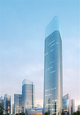 城市标志性商业中心商层建筑效果图