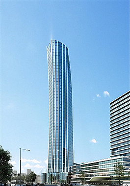 蓝天下的高层商业中心建筑效果图