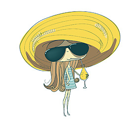 手绘卡通女孩元素