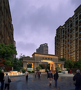 小区景观建筑效果图