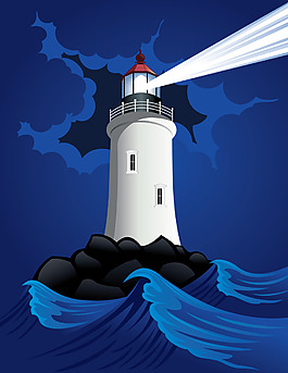 卡通插画海洋灯塔航海矢量源文件设计素材