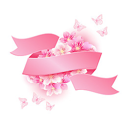 手绘粉色蝴蝶元素