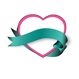 手绘心形飘带元素